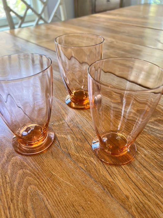 Vintage Pink Depression Glass Swirl Glasses