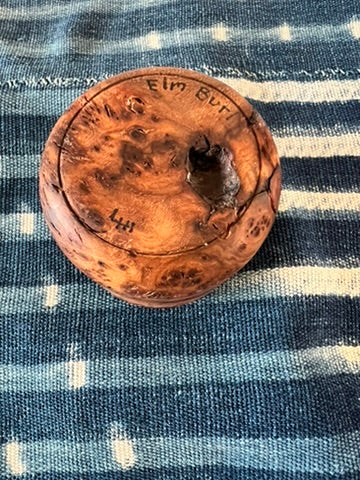 Elm Wood Burl Round Box, Handmade