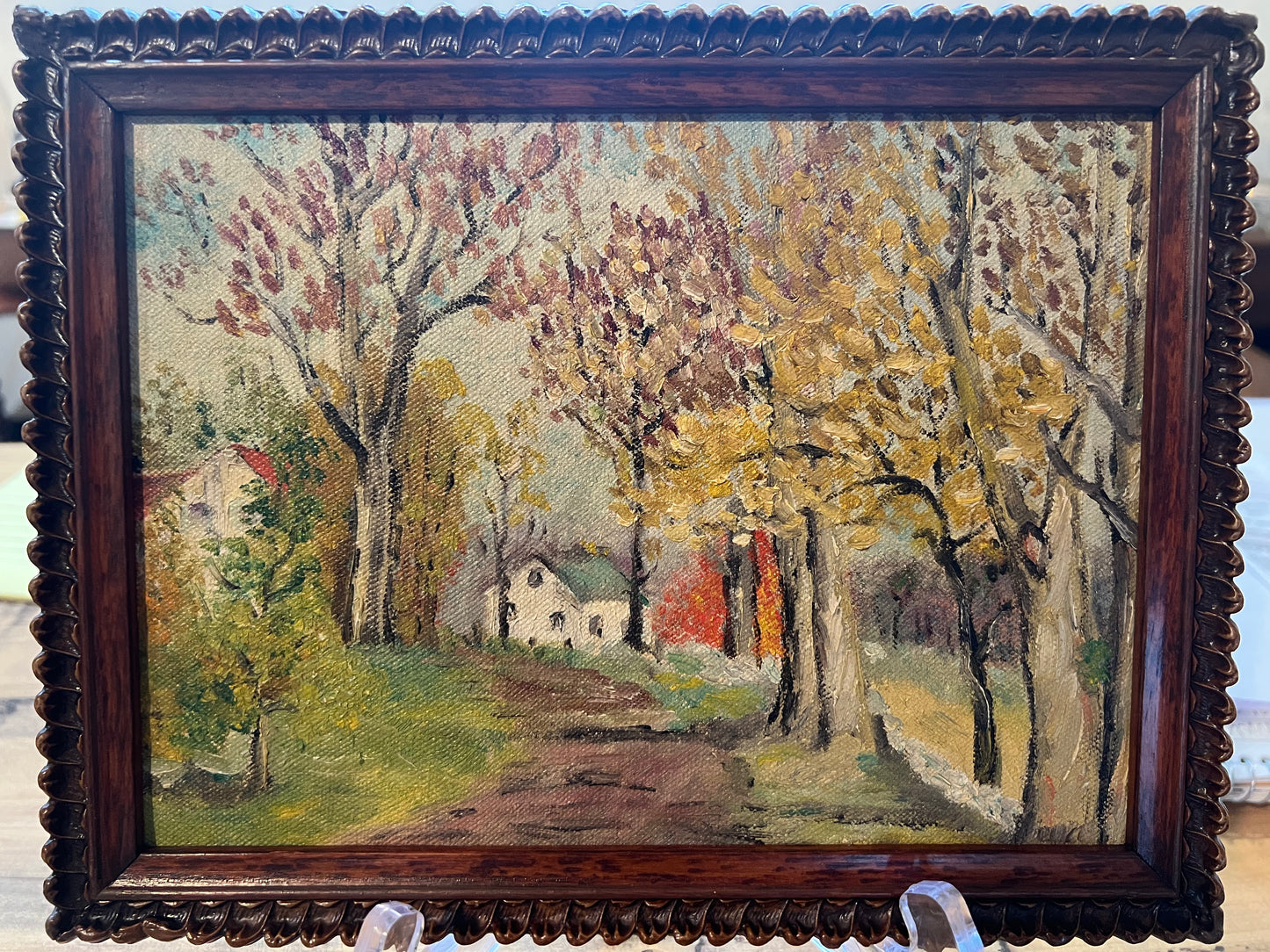 Framed Oil Print, Country Scene