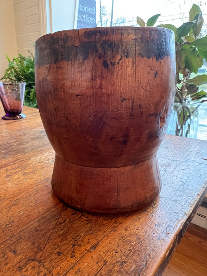 Primitive Hand Carved Wooden Mortar & Pestle