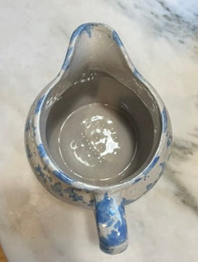 Vintage Bybee Pottery, Blue & Cream Spongeware Pitcher