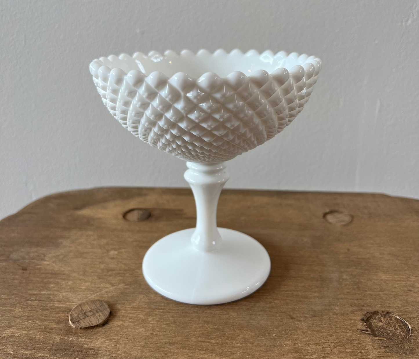 Vintage Hobnail Milk Glass Compote