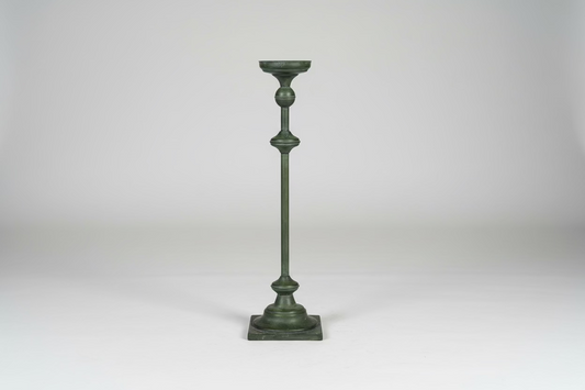 Verdigris Patinated Metal Floor Candle Stand, Vintage