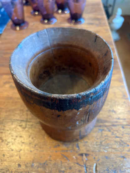 Primitive Hand Carved Wooden Mortar & Pestle