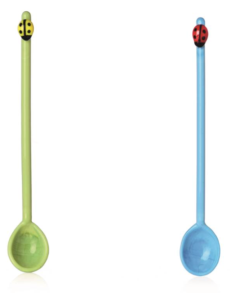 Ichendorf Milano Fruits and Flowers, Glass Ladybug Teaspoons, Set of 2