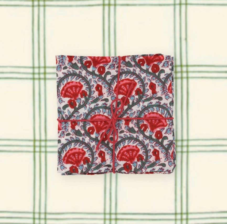 Napkins in Celosia Tomato, Set of 4