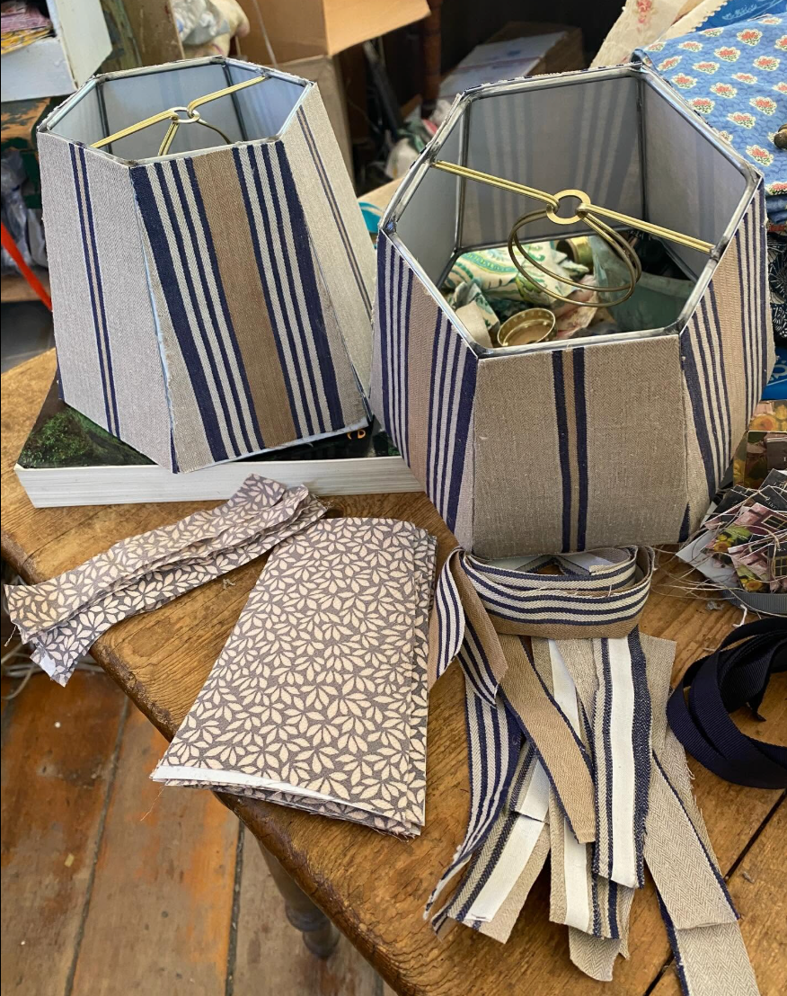 Handcrafted Lampshades with Vintage Fabrics and Embroideries, From Pawlet, Vermont