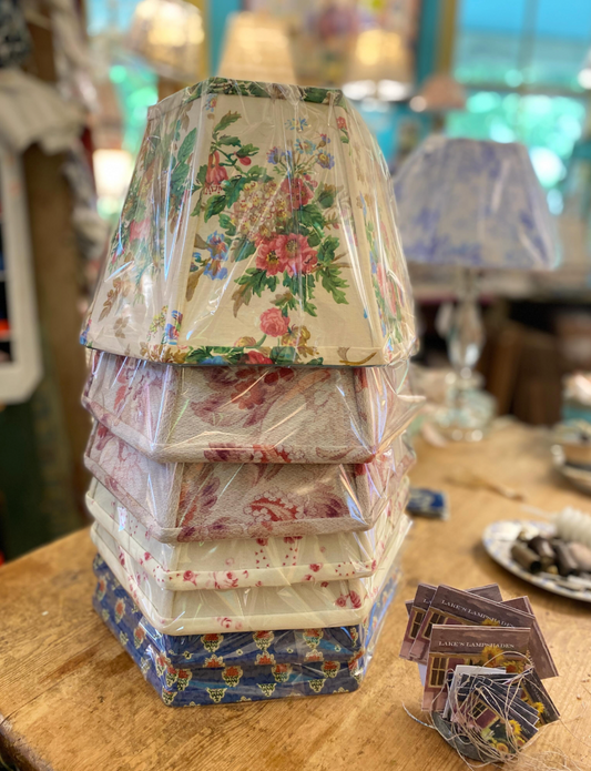 Handcrafted Lampshades with Vintage Fabrics and Embroideries, From Pawlet, Vermont