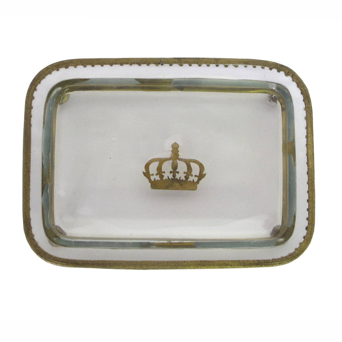 Glass Tray with Crown & Brass Detail
