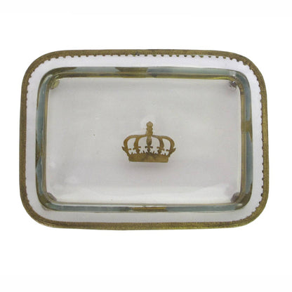 Glass Tray with Crown & Brass Detail