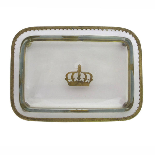 Glass Tray with Crown & Brass Detail