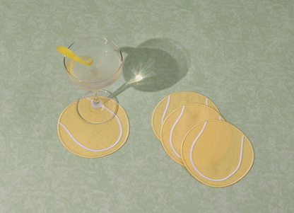 Linen Tennis Ball Cocktail Napkins - Set of 4