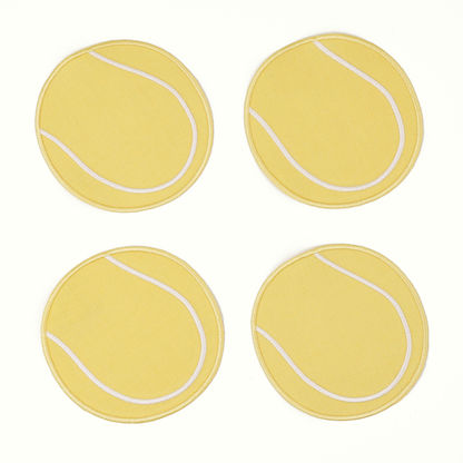 Linen Tennis Ball Cocktail Napkins - Set of 4