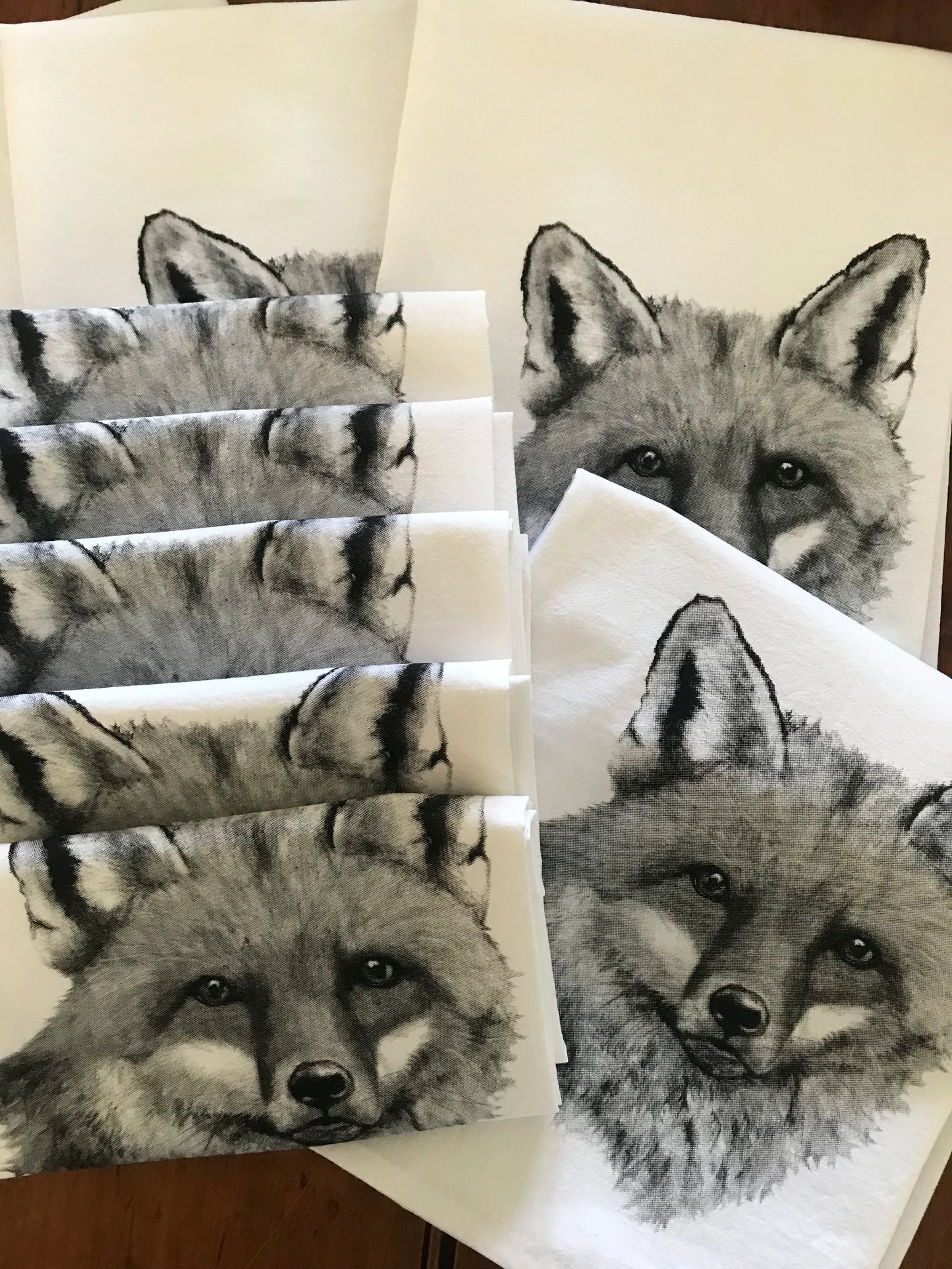 Fox Tea Towel with Original Illustration, by Jennie Blue Maine