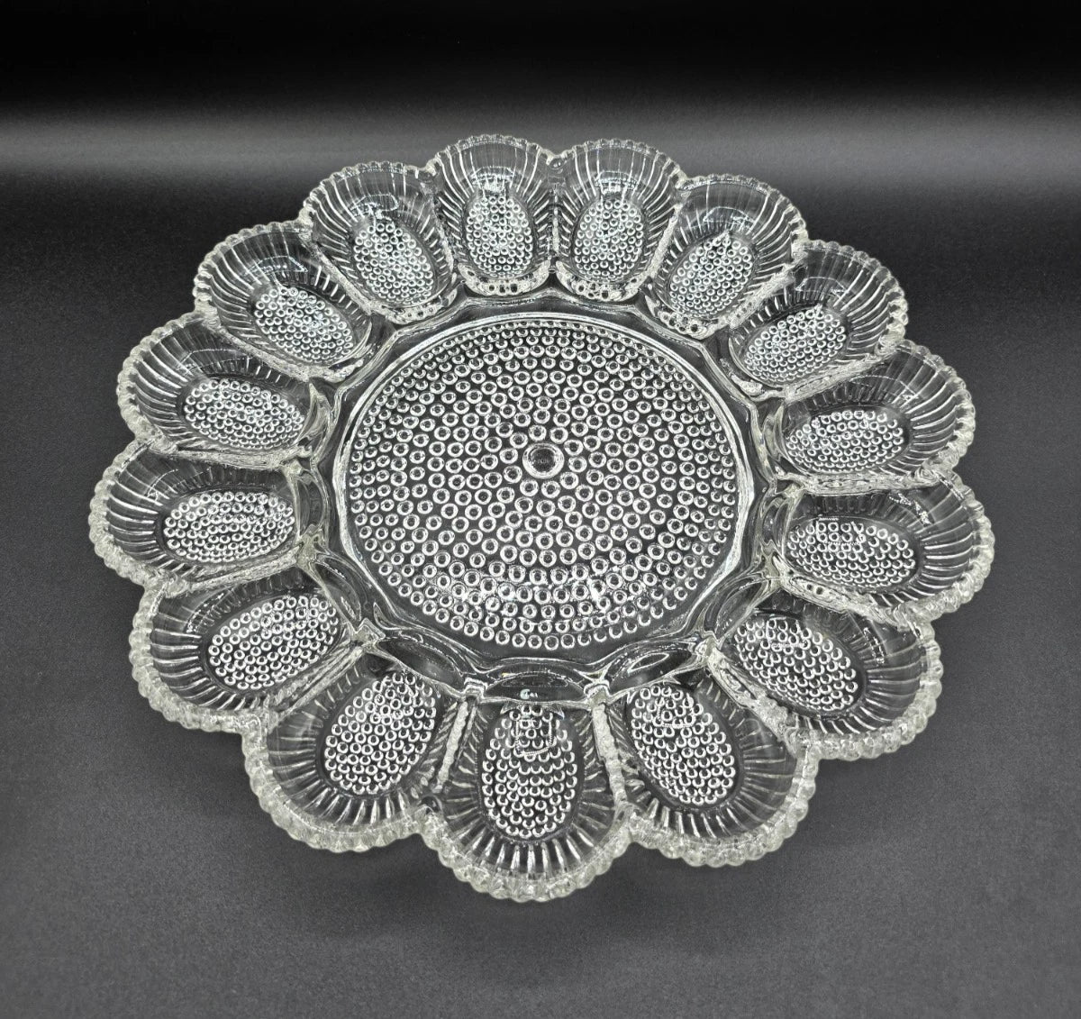 Vintage Indiana Glass Hobnail Deviled Egg Dish